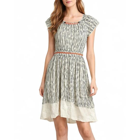 Anthropologie Dresses & Skirts - Vineet Bahl x Anthropologie Embellished Striped Midi Dress Lace Hem Back Cutout